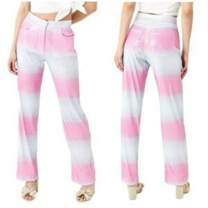 NWT Anim Gilly Sequin Ombre Pink Straight Leg Pants Unicorn Sz M